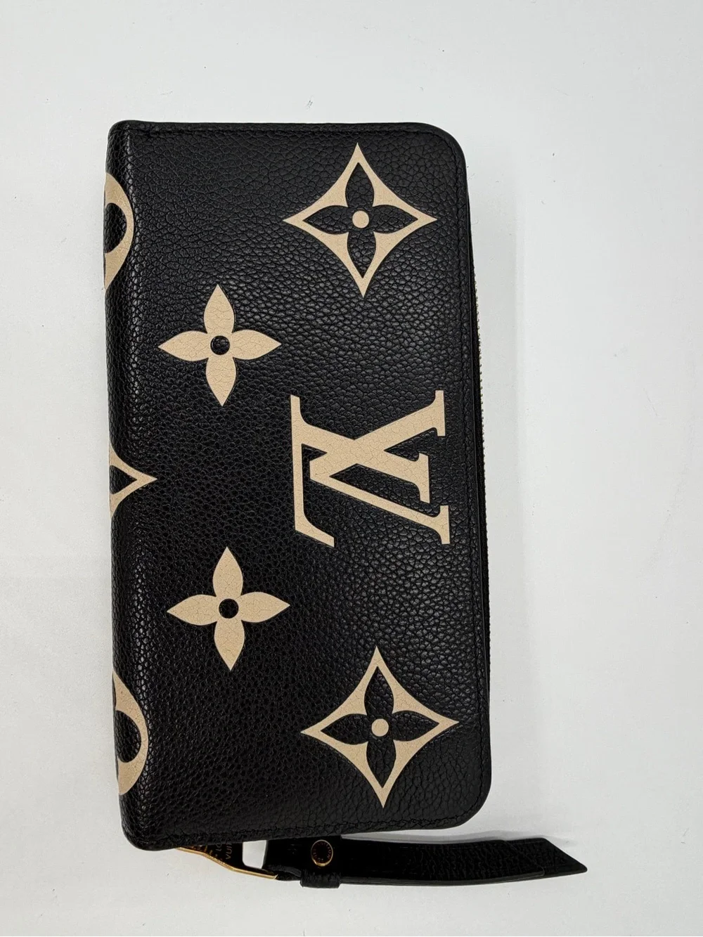 Louis Vuitton Black & Cream Monogram Zip-Around Wallet